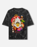 RAJIRU Maa Durga Divine oversized acid-wash T-shirt front view