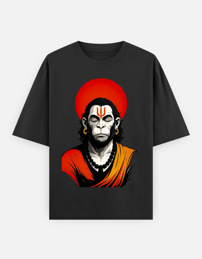 RAJIRU Bajrang Divine Strength oversized graphic T-shirt back detail