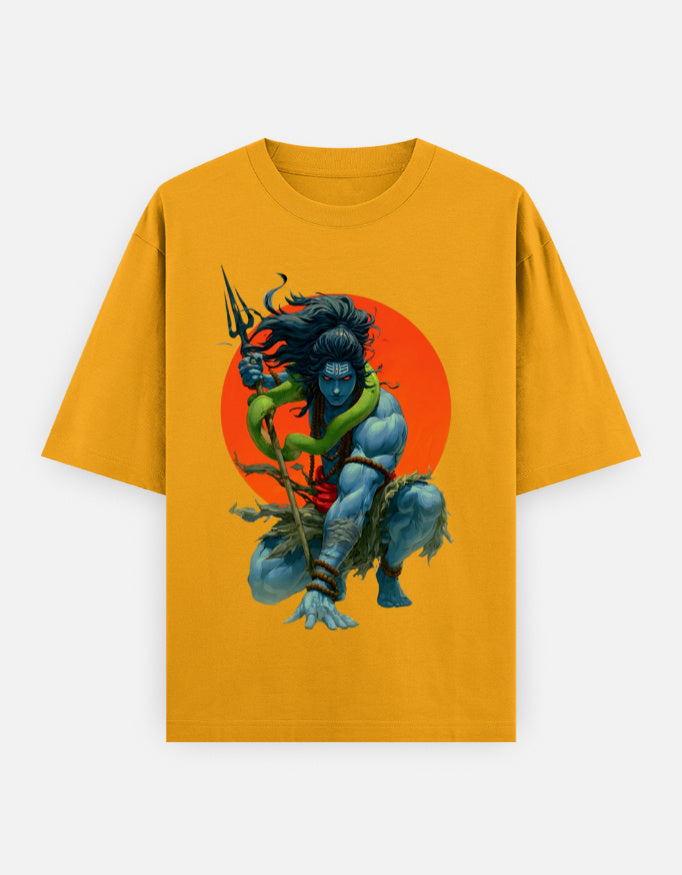 RAJIRU Mahadev Divine Warrior oversized T-shirt back detail