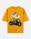 RAJIRU Just Ride Premium motorcycle oversized T-shirt detail view