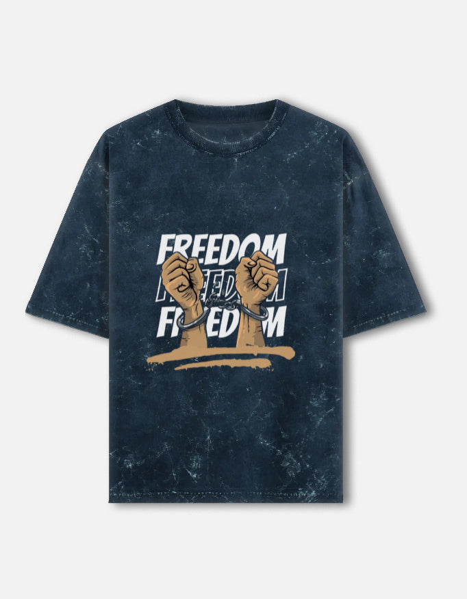 RAJIRU Freedom Unchained vintage oversized graphic T-shirt front view