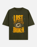 RAJIRU Lost But Never Broken oversized graphic T-shirt front view