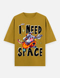 RAJIRU I Need Space mustard oversized graphic T-shirt front view