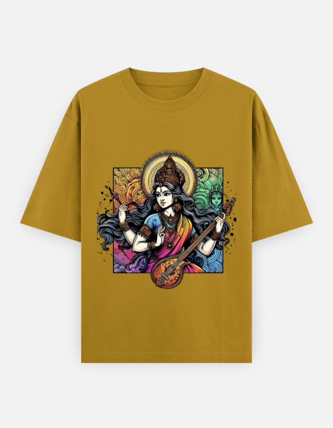 RAJIRU Mustard Yellow oversized classic T-shirt front view
