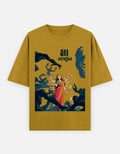 Mustard yellow oversized heavyweight cotton t-shirt front