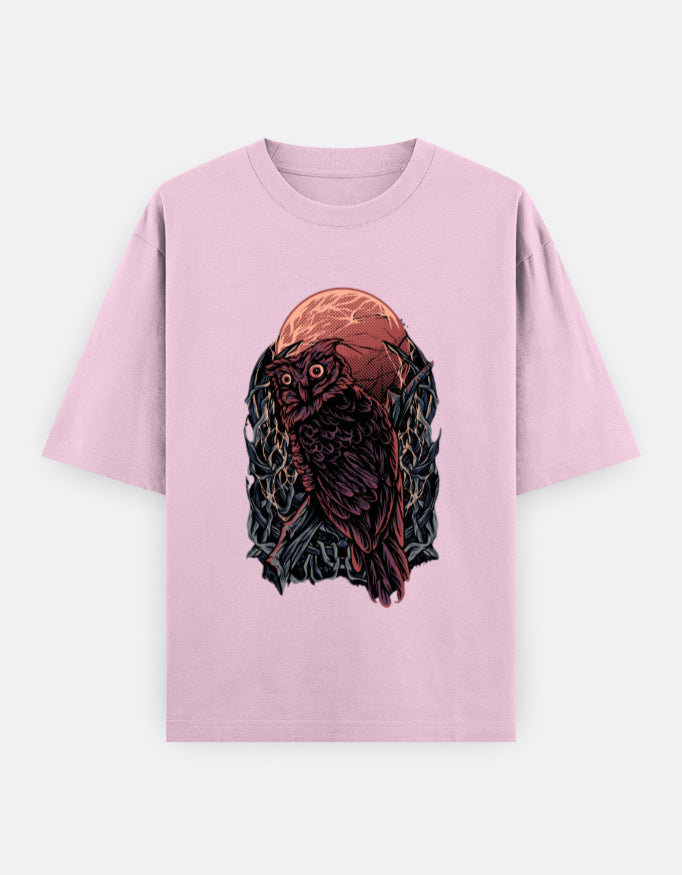 RAJIRU Night Owl oversized T-shirt front view