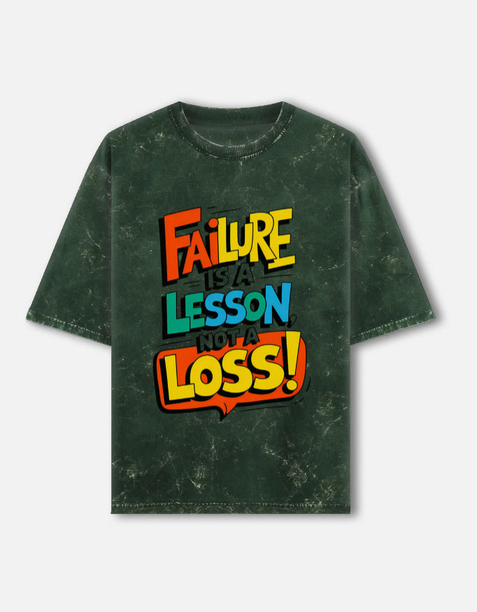 RAJIRU Failure Is a Lesson Not a Loss oversized T-shirt front view